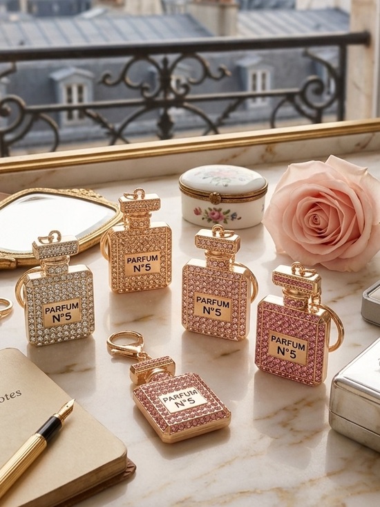 Accessories - CHANEL Crystal No.5 Mini Perfume Bottle Charms in Rose Gold & Gold
